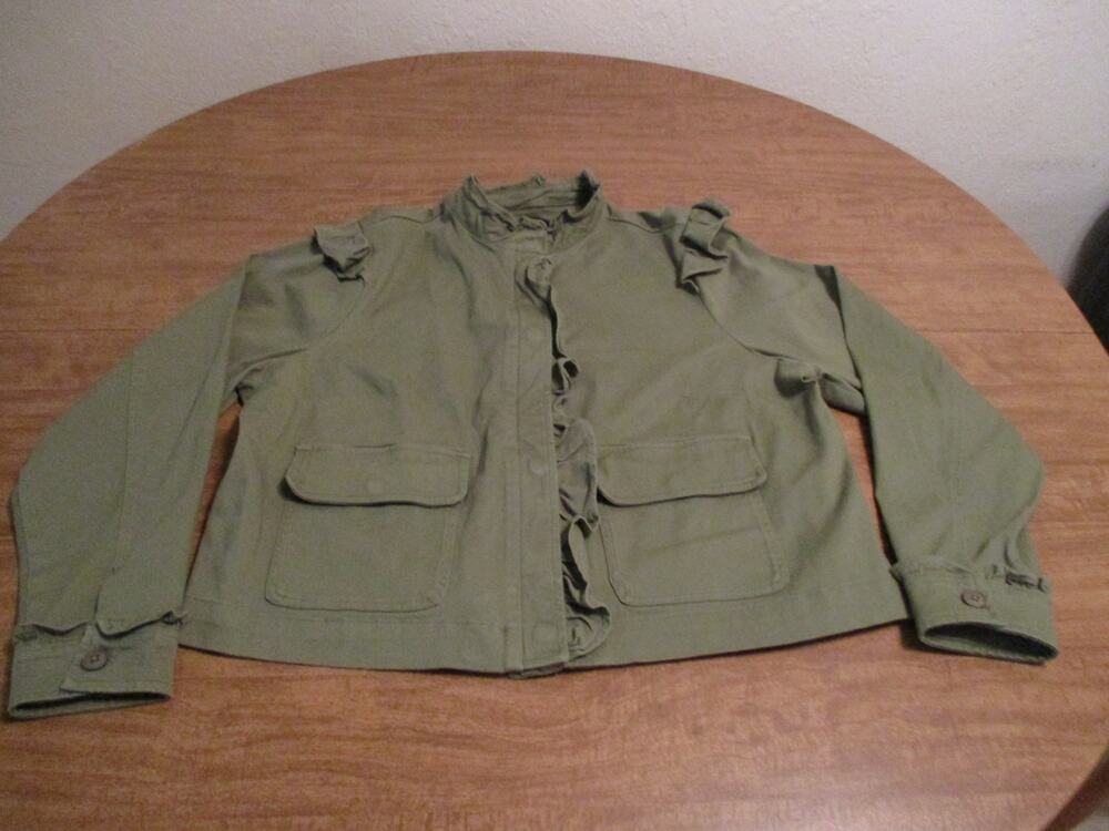 TORRID WOMENS ARMY GREEN LONG SLEEVE BLAZER JACKET SIZE 0/L
